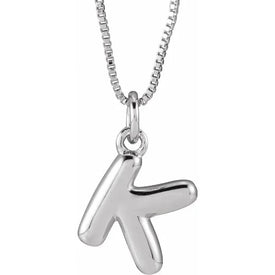 Initial K Sterling Silver Bubble  18