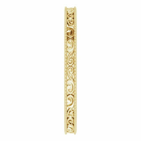 Size 4  14kt Yellow Gold Sculptural Relief Style Design Wedding Band 2.5mm wide
