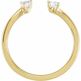SIZE 8  Solid 14K Yellow Gold 1/5 CTW LabCreated Diamond Two Stone Pear Ring