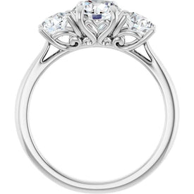 14K White Gold 1.75 CTTW Lab Created Diamond Three Stone Engagement Ring Size 7