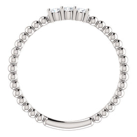 SIZE 7  1/10 CTW Diamond Beaded Stackable Ring 14K White Gold Ring Setting