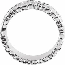 Sterling Silver Floral Inspired Band 4.2 mm wide Sizes 48 including 1/2 sizes