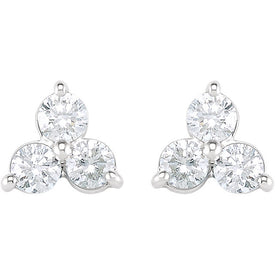 14K White Gold 1/3 ct tw Natural Diamond ThreeStone Earrings 40% off SRP