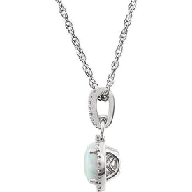 LabCreated Opal & Genuine Diamond 14k White Gold 18