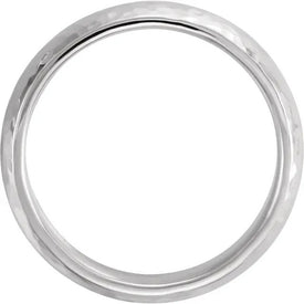Size 11.5  10k White Gold 5mm Hammered Wedding Band Comfort Fit Half Round Ring
