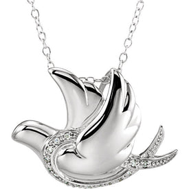 Cubic Zirconia Infinite Spirit Dove CZ Pendant Necklace 18
