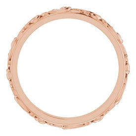 14K Rose Gold SIZE 4.5 Floral Inspired Wedding Band 2.5 mm Wide Stackable Ring