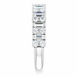 14K White Gold 9/10 CTW Lab Created Diamond Anniversary Band Bridal Ring Size 7