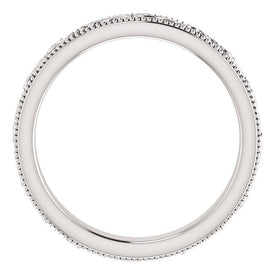 SIZE 6  Engraved Scroll Design 14k White Gold Wedding Band 3.2mm Wide