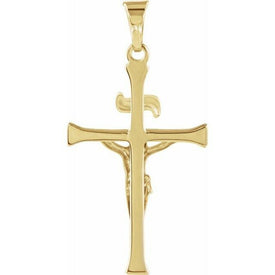 Solid 14K Yellow Gold 24.5x16 mm Crucifix Cross Pendant with Tapered Bail