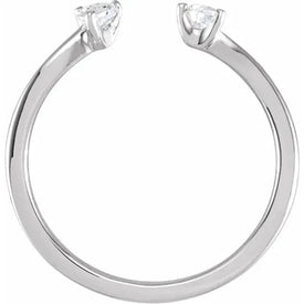 SIZE 7.5  14K White Gold 1/5 CTW LabCreated Diamond Two Stone Pear Fashion Ring