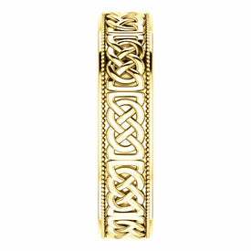 Size 10  6.0mm Wide Celtic Inspired 14K Yellow Gold Milgrain Edge Wedding Band