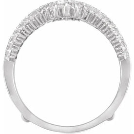 New 14K White Gold 1 CTW Natural Diamond Ring Guard Enhancer Sz 7  SI2 GH Solid