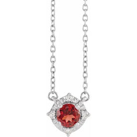 Sterling Silver Natural Mozambique Garnet and .04 CTW Diamond 18