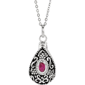 JULY Tear ASH HOLDER Birthstone Pendant 18