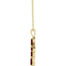 14K Yellow Gold Mozambique Garnet Cross Pendant with Adjustable 1618