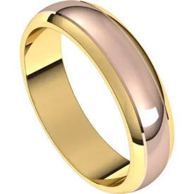 Size 6  14K Yellow and Rose Gold Wedding Band Half Round Standard Fit Ring