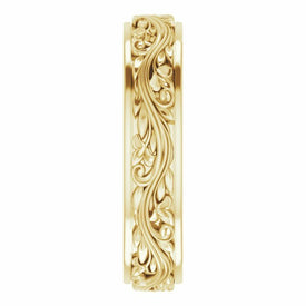 SIZE 12  10k Yellow Gold 5 mm Wide Sculptural Inspired Design Wedding Band