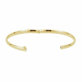 7.0 Inch 14kt Yellow Gold Hinged Bangle Bracelet 4.0mm wide Unisex