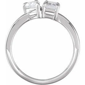 SZ 6.5 Emerald & Pear 14K White Gold 1.0 CTW LabCreated Diamond Two Stone Ring