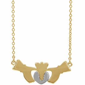 14K Yellow Gold and White Gold Claddagh 18