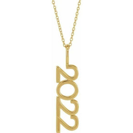 14K Yellow Gold 2022 Year Vertical Pendant 1618