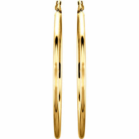 GOLD SALE  47 x 2 mm Pair 14k Yellow Gold Tube Hoop Earrings New Polished