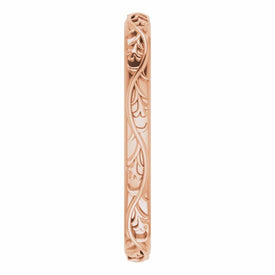 SIZE 7  10K Rose Gold Floral and Vine Wedding Band 2.5 mm Wide Ring