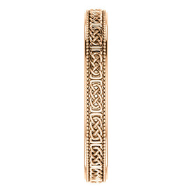 SIZE 7.5 14K Rose Gold 3.0 mm Wide CelticInspired Milgrain Wedding Band / Ring