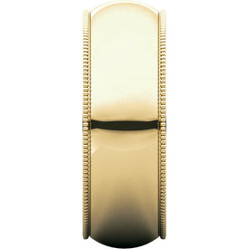 Size 11  10k Yellow Gold 8mm Wide Milgrain Wedding Band Free Shipping