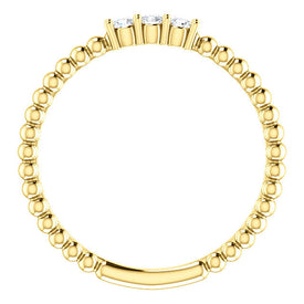SIZE 7  14k Yellow Gold 1/10 CTW Diamond Beaded Stackable Ring / Fashion Band