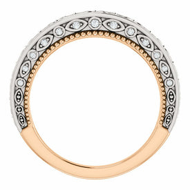 14K White and Rose Gold .07 CTW Diamond VintageInspired Band Sizes 6 thru 8