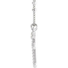 14K White Gold .06 CT Diamond Dangle and Beaded Cross 20