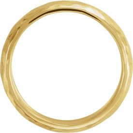 Size 15.5  10k Yellow Gold 5mm Hammered Wedding Band Comfort Fit Half Round Ring