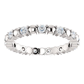 SIZE 4.5  3/8 CTW Diamond Eternity Band 14K White Gold Stackable Ring New Item