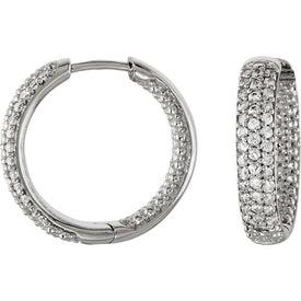 Cubic Zirconia Sterling Silver Hinged Inside Outside Hoop Earrings 19mm New Item