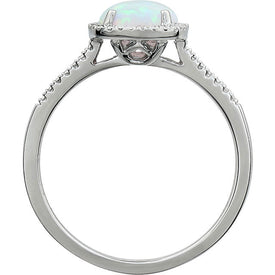 Lab Created OPAL Fashion Ring Sterling Silver Size 8 October Birthstone Jewelry