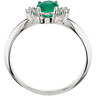 Genuine Round Cut Green EMERALD and DIAMOND Engagement Ring 14k White Gold