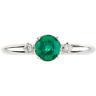 Image of Genuine Round Cut Green EMERALD and DIAMOND Engagement Ring 14k White Gold