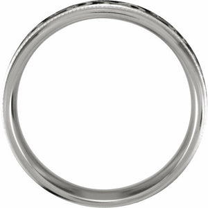 SIZE 11- Comfort Fit 14k White Gold and Enamel Swirl Wedding Band 7.0mm Wide