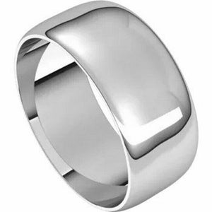 8mm Solid 18k White Gold Wedding Band Sizes 4-20 Half Round Ultra Light Ring