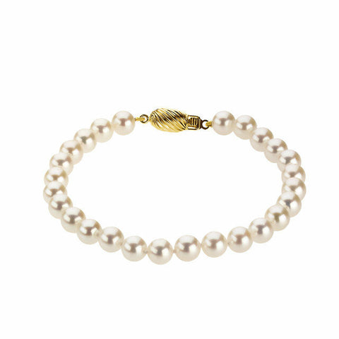 Image of Akoya Cultured Pearl 7" Bracelet 14K Yellow Gold 6-6.5mm "A" Quality Pearls