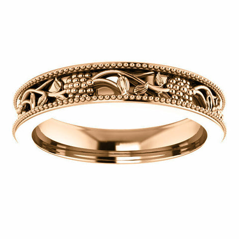 Image of SIZE 6.5 - 14K Rose Gold Floral Inspired Wedding Band Solid Gold Ring New Item