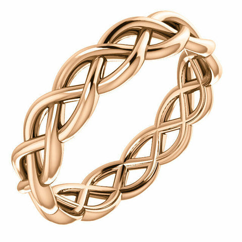 Image of SIZE 7.5 - Woven Wedding Band 4.5mm Wide 14k Rose Gold Ladies Fashion Ring