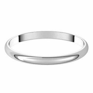 SIZE 6.5 - 18kt White Gold Wedding Band 2 mm Wide Half Round Ultra-Light Ring