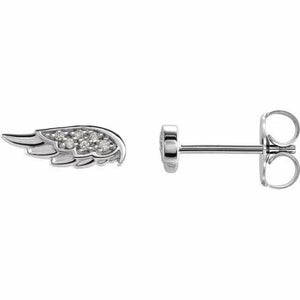 14K Gold .03 CTW Diamond Angel Wing Stud Earrings with Friction Backs 40% Off