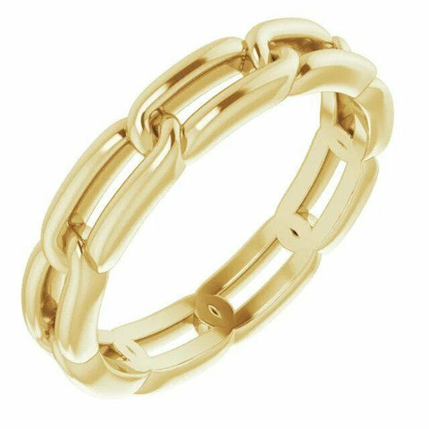 Image of SIZE 5.5 Chain Link Band 14k Yellow Gold 3 mm wide Wedding Band Jewelry New