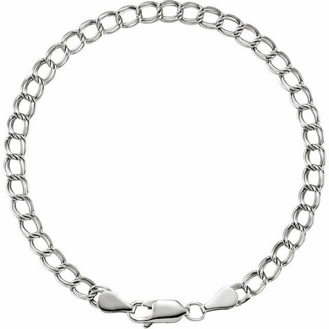 Image of 7.0 Inch 14kt White Gold Solid Curb Charm Bracelet 4.0 mm Wide Lobster Clasp