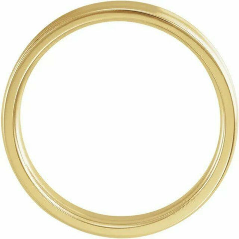 Image of Size 9.5 Concave 10K Yellow Gold Comfort Fit Wedding Band Beveled Edge 4mm Wide