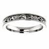 SIZE 4 - 14K White Gold Floral Inspired Wedding Band 3.5mm Wide Solid Gold Ring